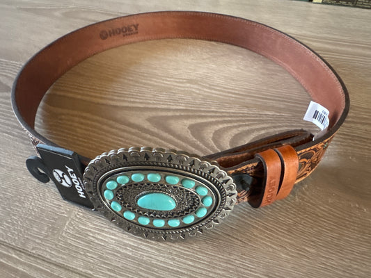 Hooey Floral Turquoise&Black Belt with Buckle