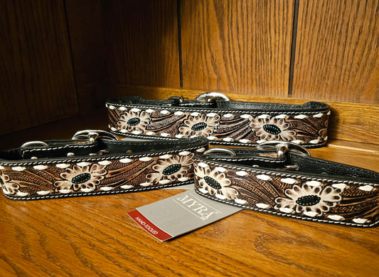 Hand Tooled Leather Dog Collars