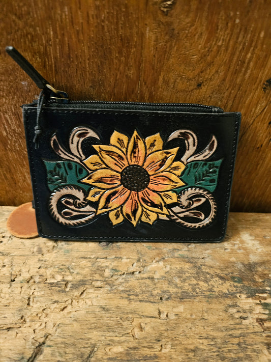 Blooms Hand Tooled Credit Card Holder