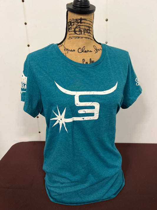 Spin Em: Ladies Turquoise Tee