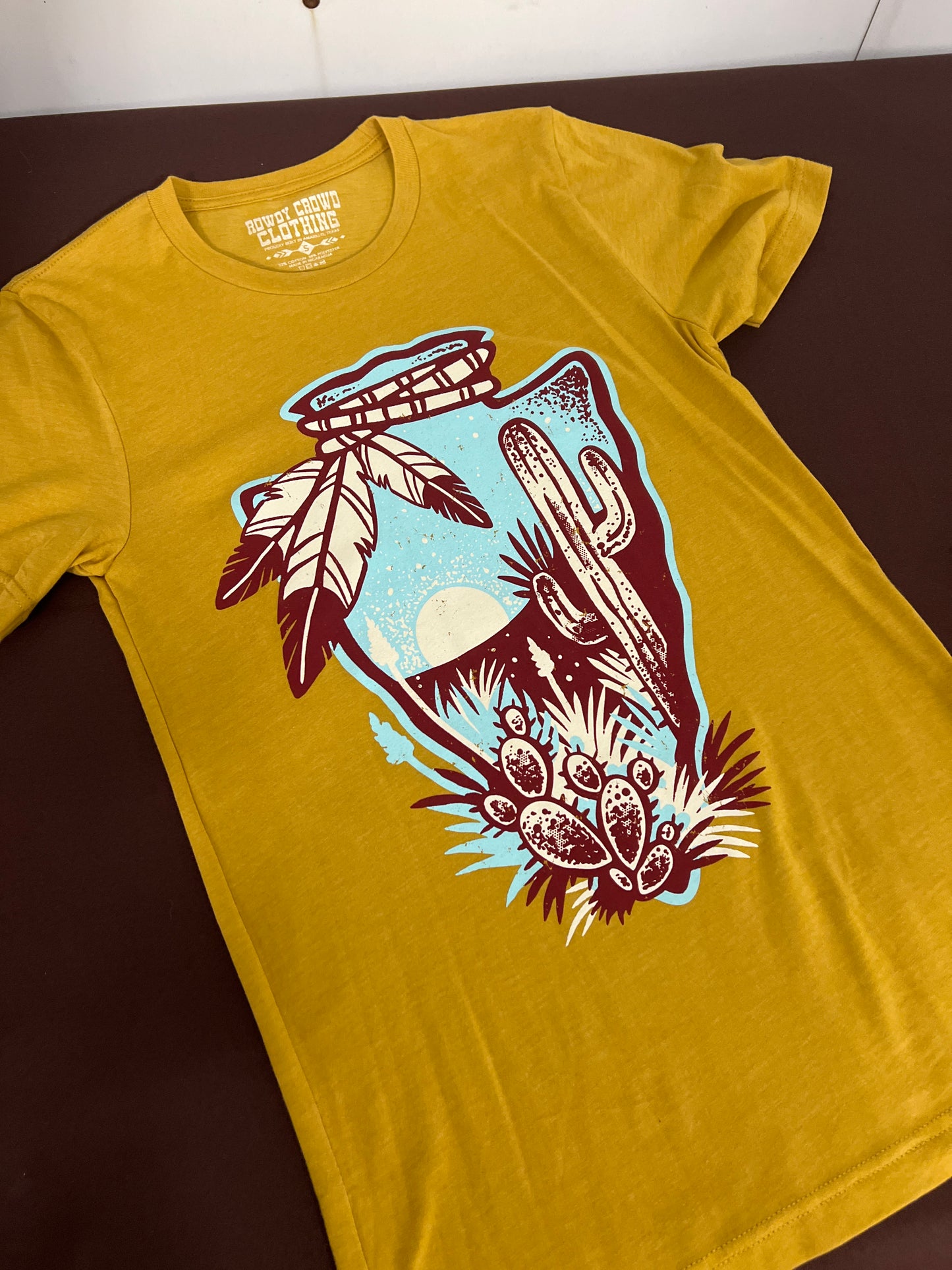 Rowdy Crowd: Ladies Desert Arrowhead Mustard Tee