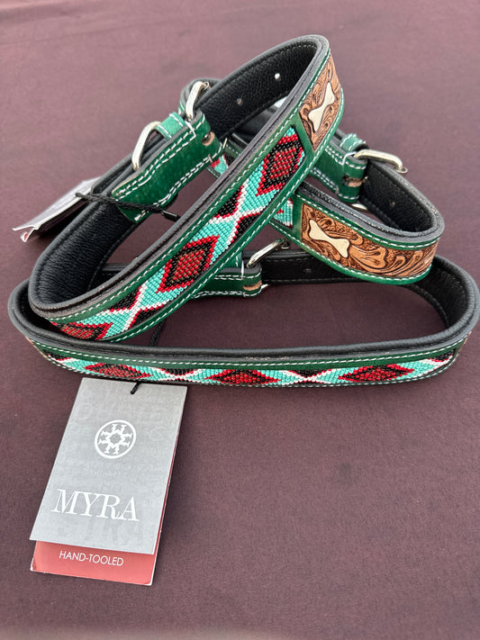 Myra Brown and Turquoise Dog Collars