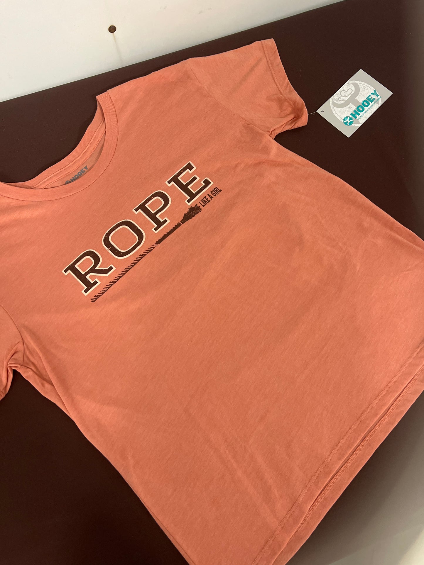 Hooey: Ladies Rope Like A Girl Peach Tee