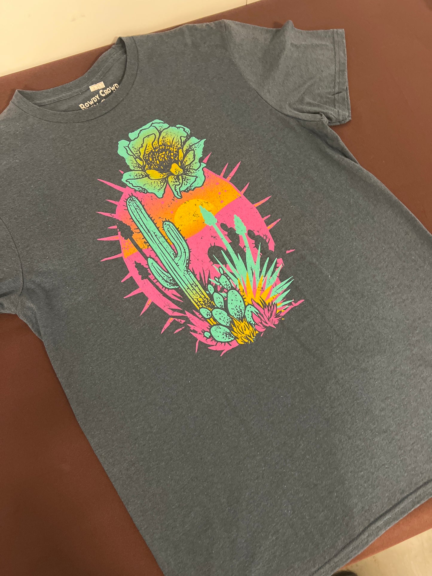 Rowdy Crowd: Ladies Sunrise Cactus Navy Tee