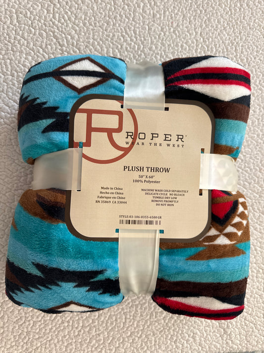 Roper Turquoise Aztec Printed Blanket