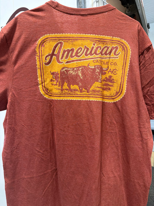 Rural: Men’s American Cattle Co. T18 Maroon T shirt