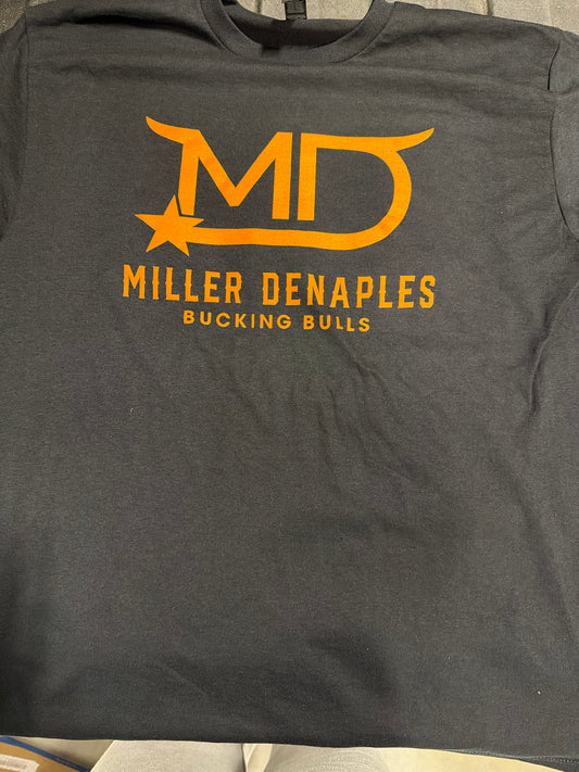 MD: Front Logo T shirt Black with orange design