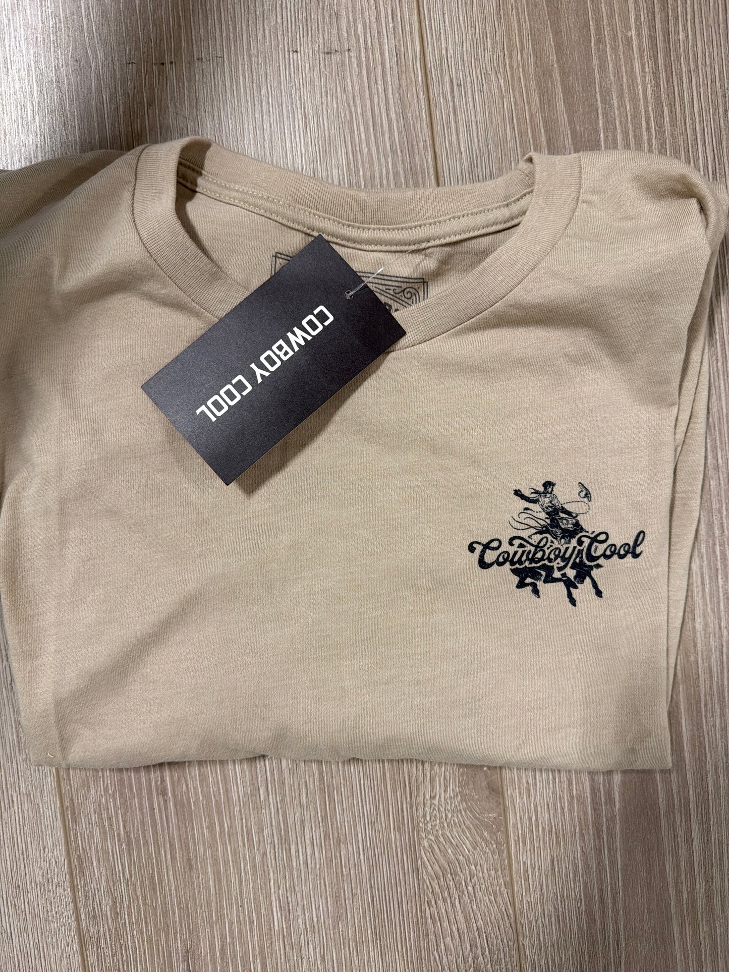 Cowboy Cool: Men’s Mayhem & Legends Tan T shirt