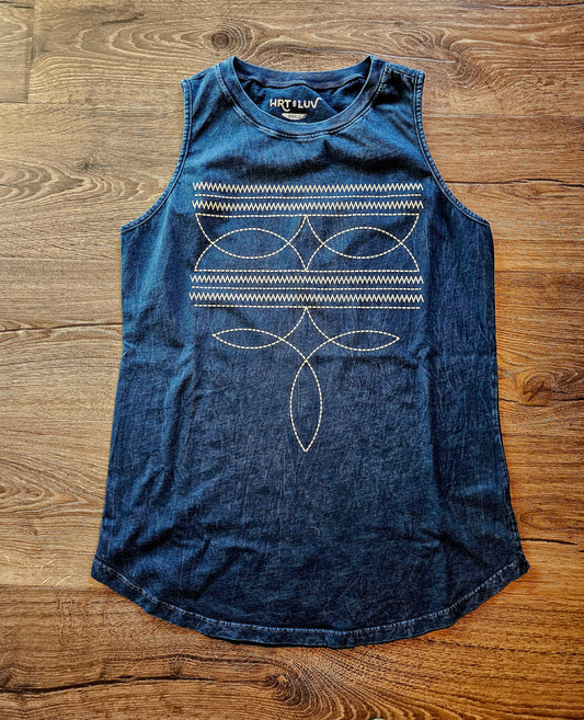 Cowboy Boots Toe Stitched Mineral Graphic Tank Top
