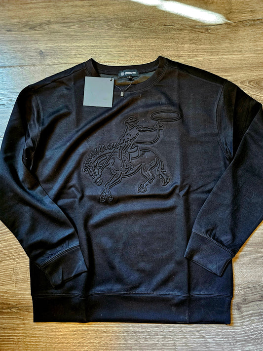 Buckin' Horse Embossed Sweatshirt- Black