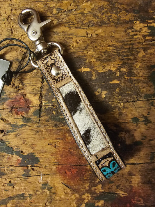 Oregon Way Hand-Tooled Leather Key Fob