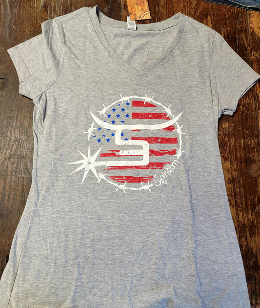 Ladies Spin Em Tee Patriot