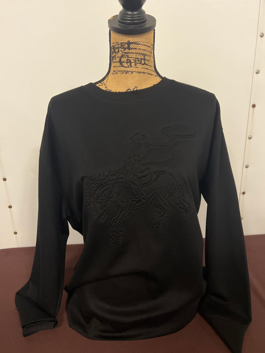 Merigold: Buckin' Horse Embossed Black Sweater