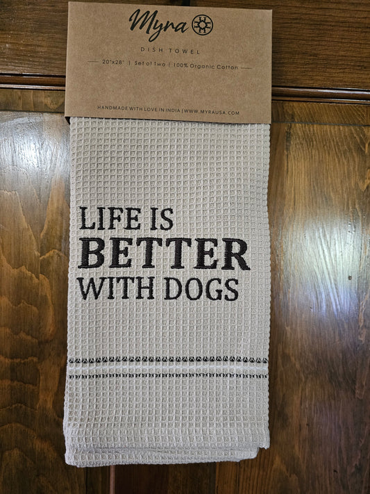 Life with Dogs Dish Towels