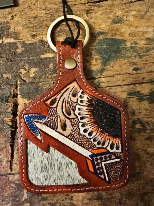 Arrow Hand Tooled Key Fob