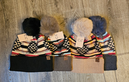 CC Aztec Pom Beanie