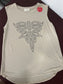Avery: Ladies Boot Stitch Tan Sleeveless Tank