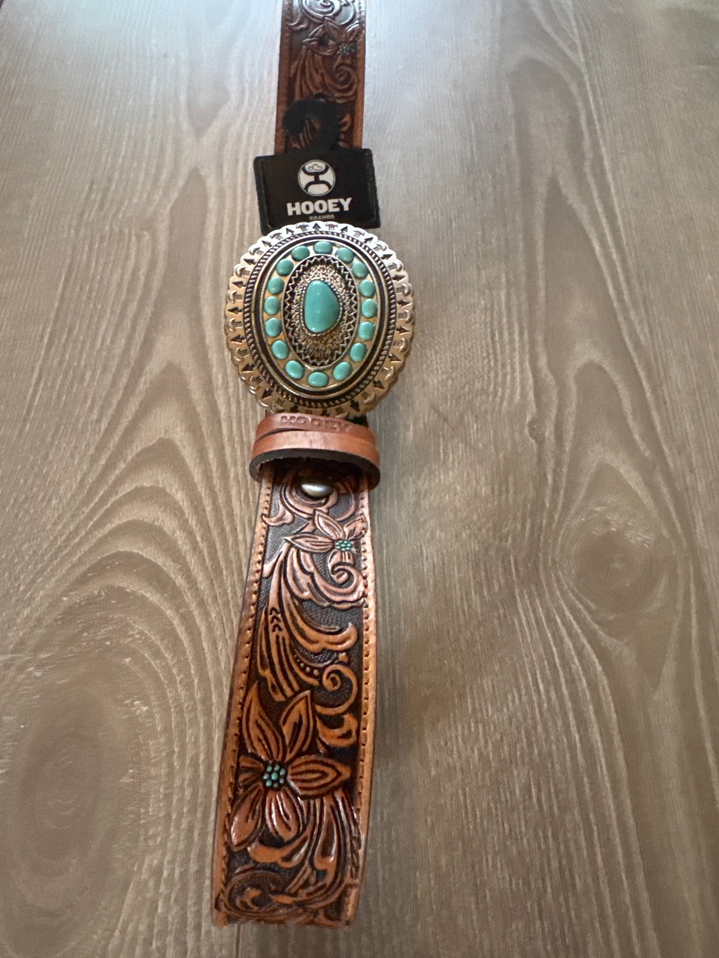 Hooey Floral Turquoise&Black Belt with Buckle