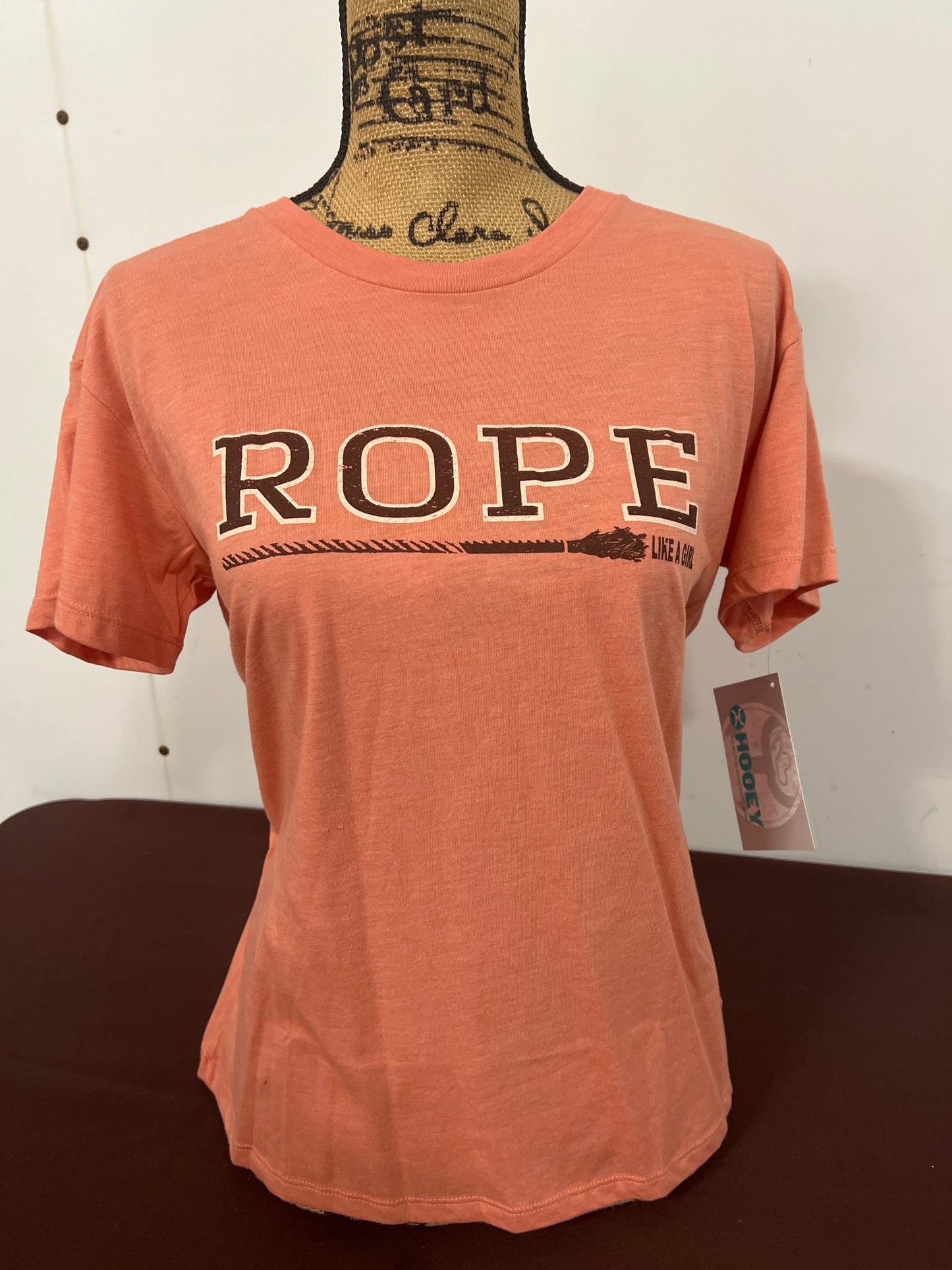 Hooey: Ladies Rope Like A Girl Peach Tee