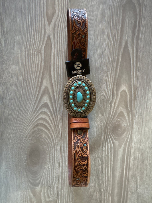 Hooey Floral Turquoise&Black Belt with Buckle