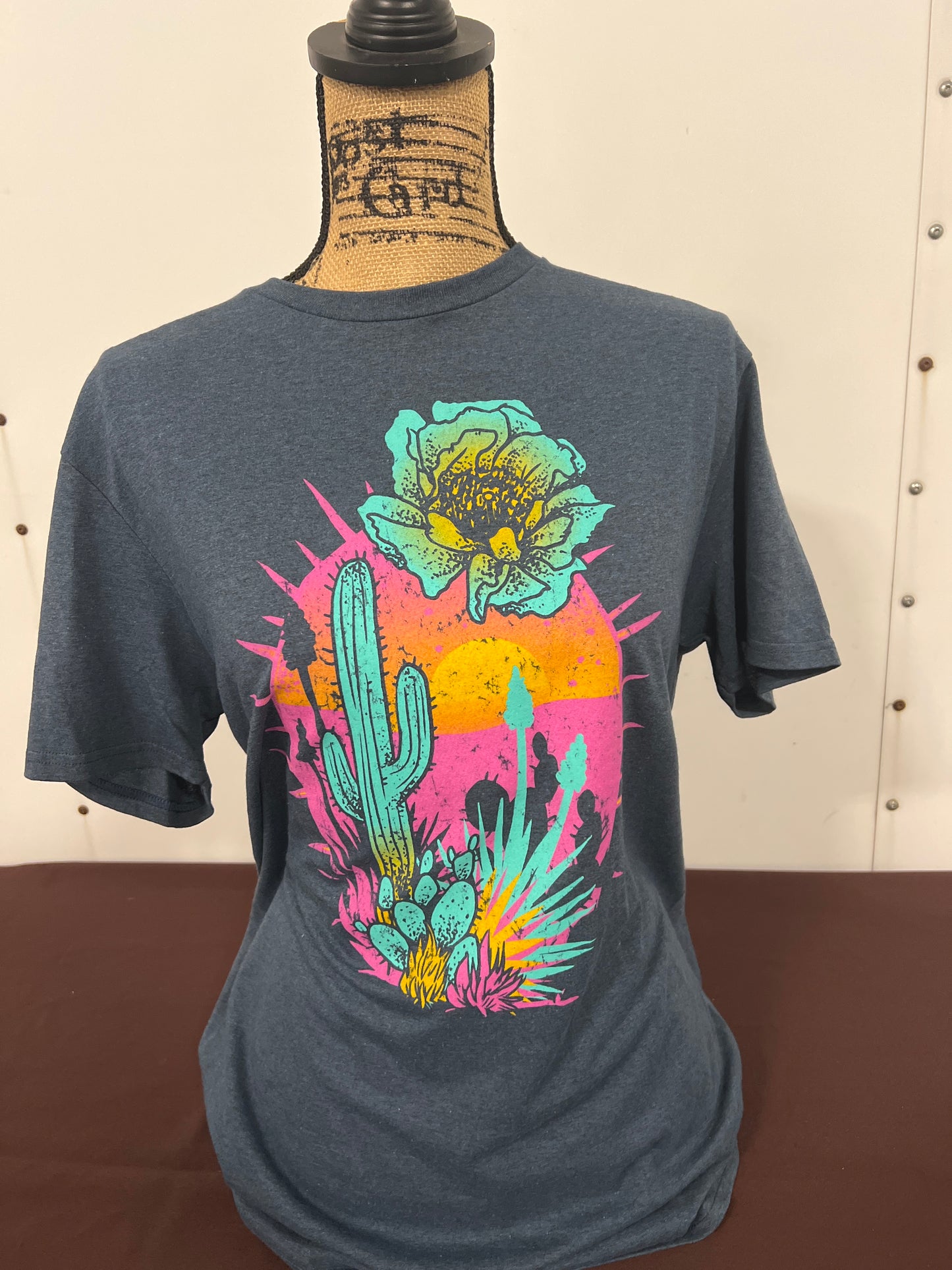 Rowdy Crowd: Ladies Sunrise Cactus Navy Tee