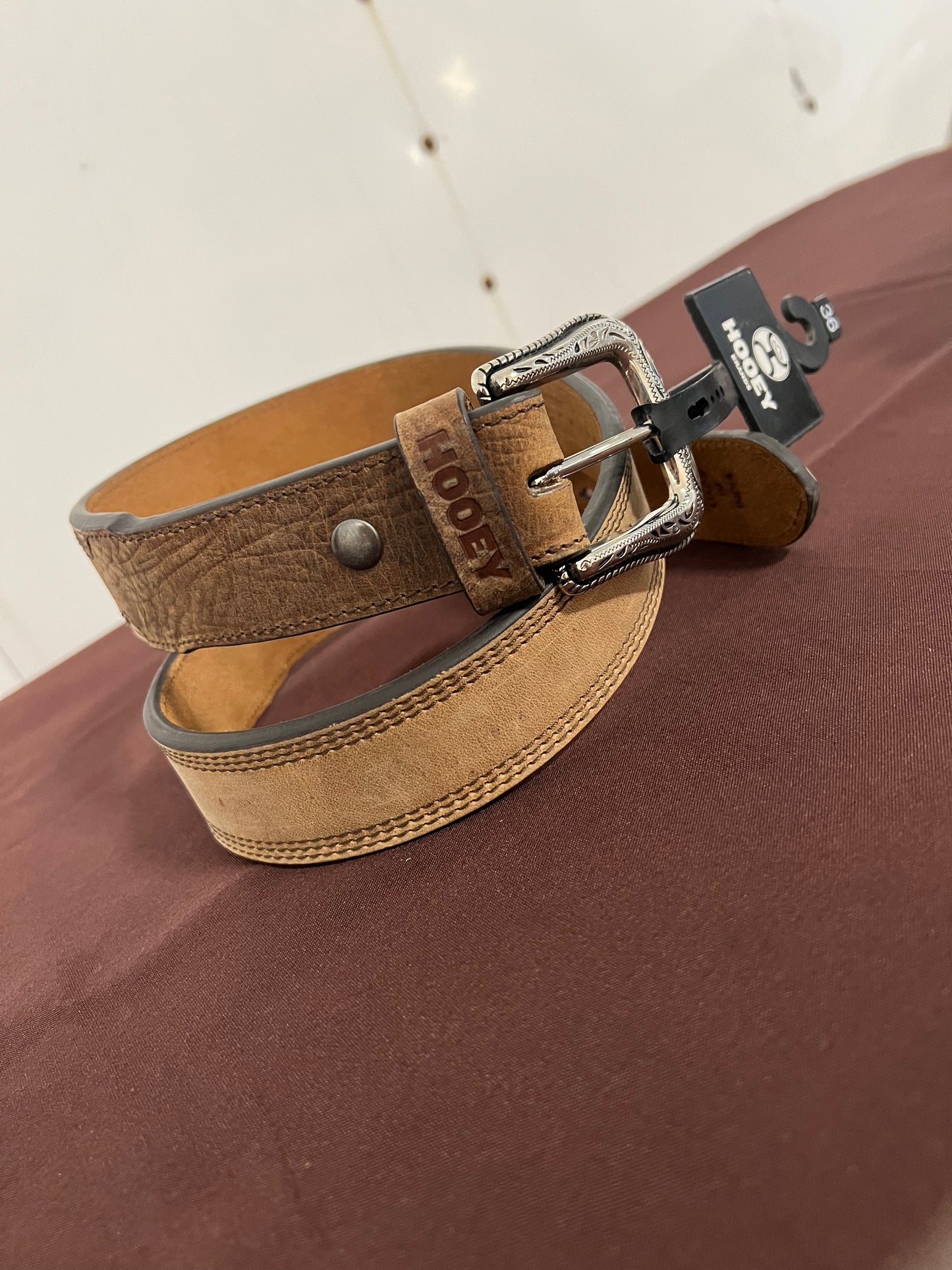 Hooey: “Gibson” Natural/Brown Belt with Silver Buckle