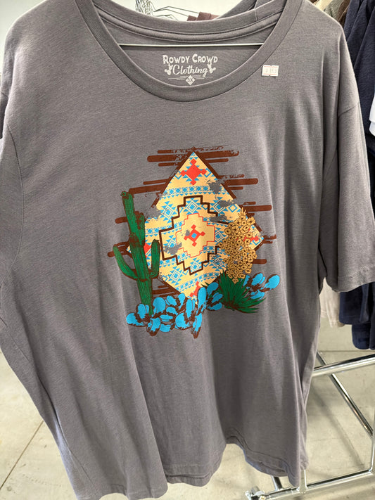 Rowdy Crowd: Ladies Purple/Grey Aztec Desert Shirt