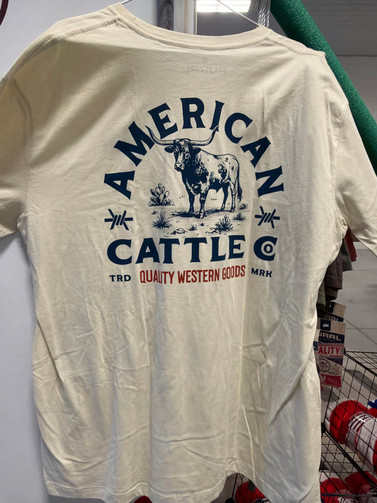 Rural: Men’s American Cattle Co. T01 Cream T shirt