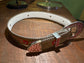 Pink jeweled large leather dog collar